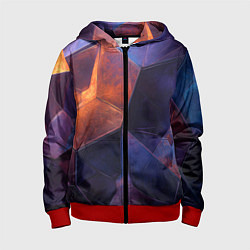 Толстовка на молнии детская Искаженная геометрия с эффектом потертостей, цвет: 3D-красный