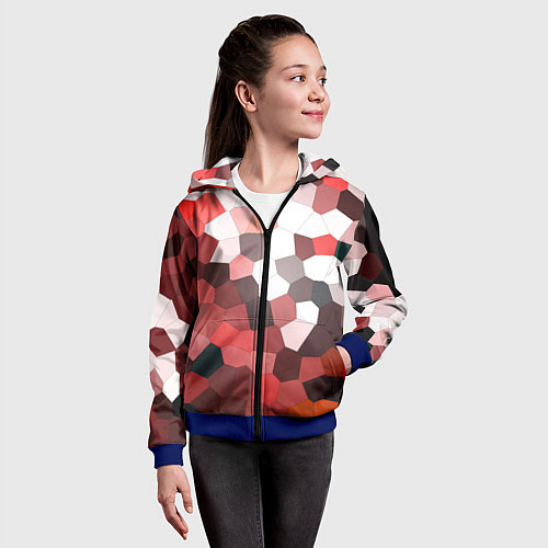 Детская толстовка на молнии Красно белая мозаика / 3D-Синий – фото 4