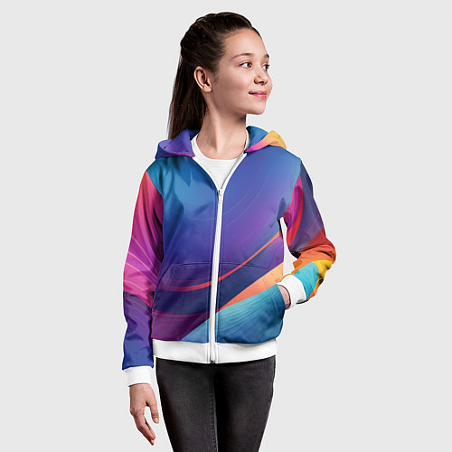 Детская толстовка на молнии Красивый градиент абстракция / 3D-Белый – фото 4