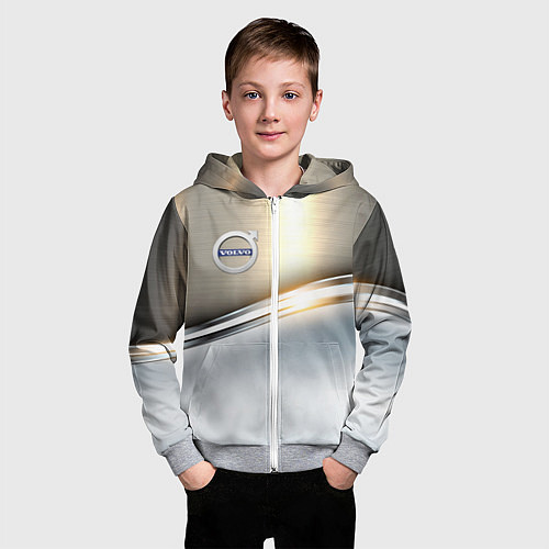 Детская толстовка на молнии Volvo жёлтый метал / 3D-Меланж – фото 3