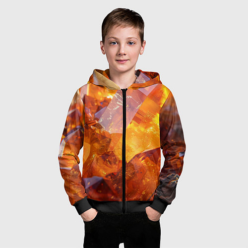 Детская толстовка на молнии Драгоценный камень / 3D-Черный – фото 3