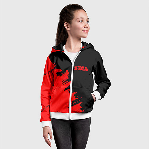 Детская толстовка на молнии SEGA краски красные / 3D-Белый – фото 4