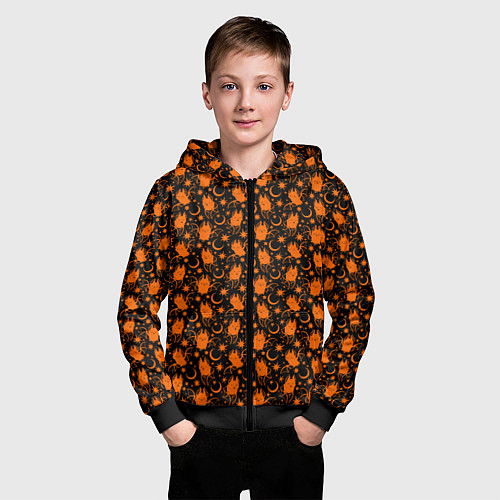 Детская толстовка на молнии Летучие мыши - хэллоуин / 3D-Черный – фото 3