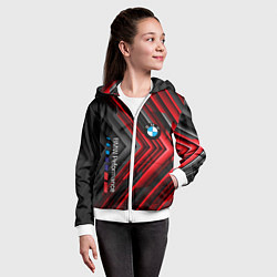 Толстовка на молнии детская BMW geometry stripes red, цвет: 3D-белый — фото 2