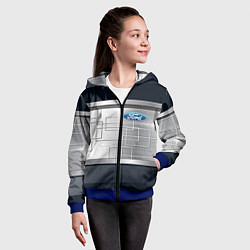 Толстовка на молнии детская FORD текстура из метала, цвет: 3D-синий — фото 2