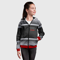 Толстовка на молнии детская Audi metal texture, цвет: 3D-красный — фото 2