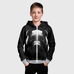 Толстовка на молнии детская Панда на черном фоне, цвет: 3D-меланж — фото 2