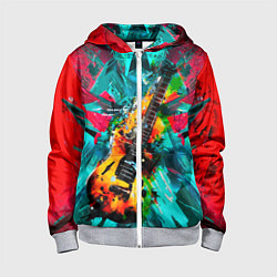 Толстовка на молнии детская Электрогитара в красках, цвет: 3D-меланж