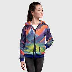 Толстовка на молнии детская Фантастический красочный пейзаж, цвет: 3D-синий — фото 2