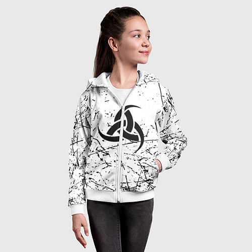 Детская толстовка на молнии Символика славянская текстура / 3D-Белый – фото 4