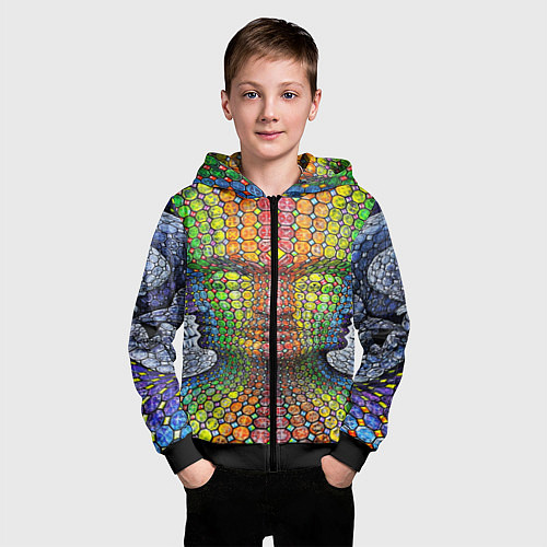 Детская толстовка на молнии Оптические стёкла / 3D-Черный – фото 3
