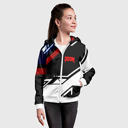 Толстовка на молнии детская Doom steel geometry, цвет: 3D-белый — фото 2