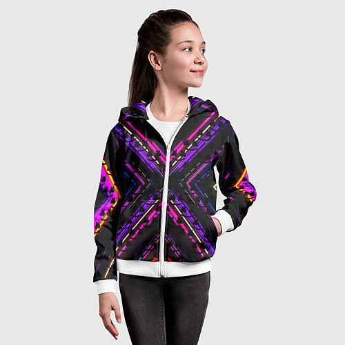 Детская толстовка на молнии Marshmello geometry neon / 3D-Белый – фото 4