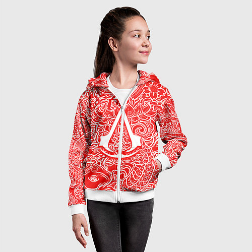 Детская толстовка на молнии Assassins Creed shadows / 3D-Белый – фото 4