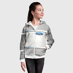 Толстовка на молнии детская FORD metal steel auto, цвет: 3D-белый — фото 2