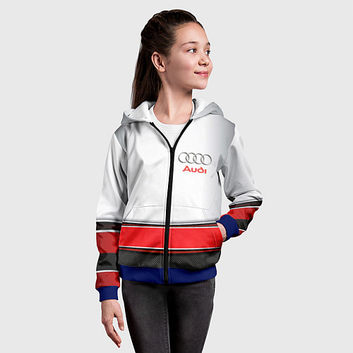 Детская толстовка на молнии AUDI auto car / 3D-Синий – фото 4