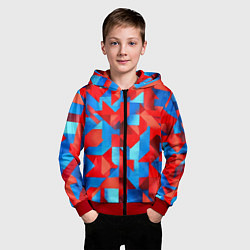 Толстовка на молнии детская Сине красная абстракция, цвет: 3D-красный — фото 2