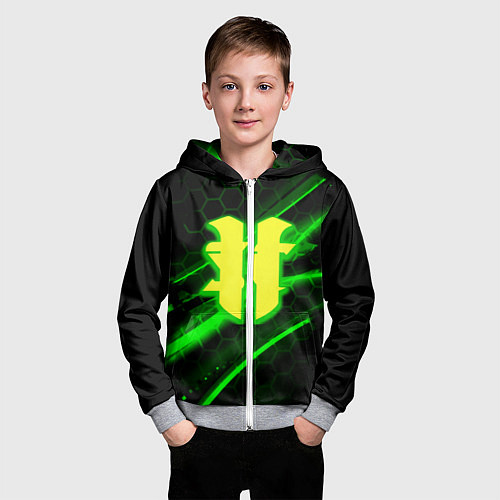 Детская толстовка на молнии Starcraft 2 кислотные соты линии / 3D-Меланж – фото 3