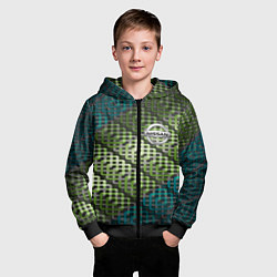 Толстовка на молнии детская Nissan авто текстура узор, цвет: 3D-черный — фото 2