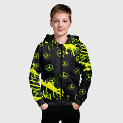 Толстовка на молнии детская Mercedes кислотные логотипы, цвет: 3D-черный — фото 2