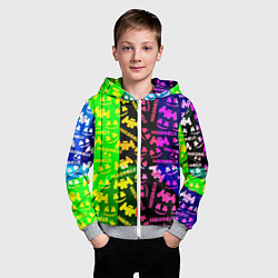 Толстовка на молнии детская Marshmello pattern neon steel, цвет: 3D-меланж — фото 2