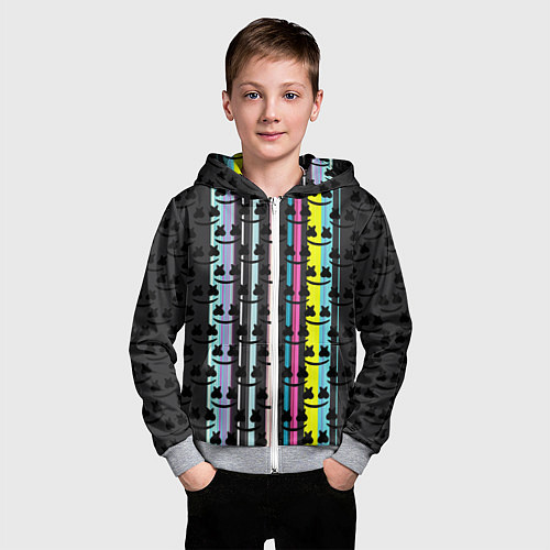Детская толстовка на молнии Marshmello dj pattern line / 3D-Меланж – фото 3