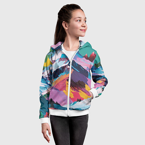 Детская толстовка на молнии Горы краски / 3D-Белый – фото 4