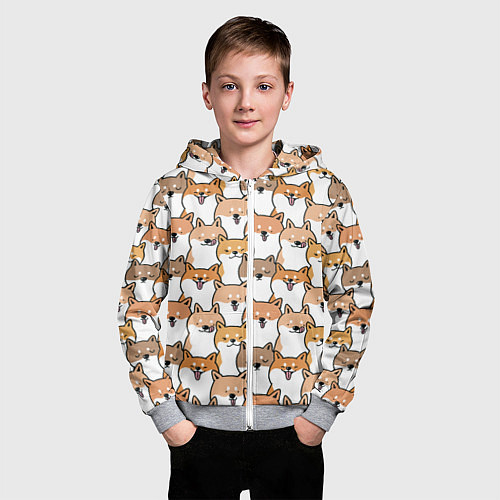 Детская толстовка на молнии Узор сиба ину / 3D-Меланж – фото 3