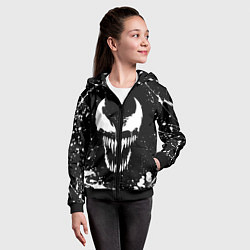 Толстовка на молнии детская Venom logo, цвет: 3D-черный — фото 2