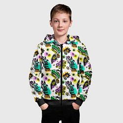 Толстовка на молнии детская Орнамент майя, цвет: 3D-черный — фото 2