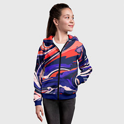 Толстовка на молнии детская Абстракция разводов разноцветная, цвет: 3D-синий — фото 2