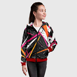 Толстовка на молнии детская Разноцветные праздничные линии, цвет: 3D-красный — фото 2