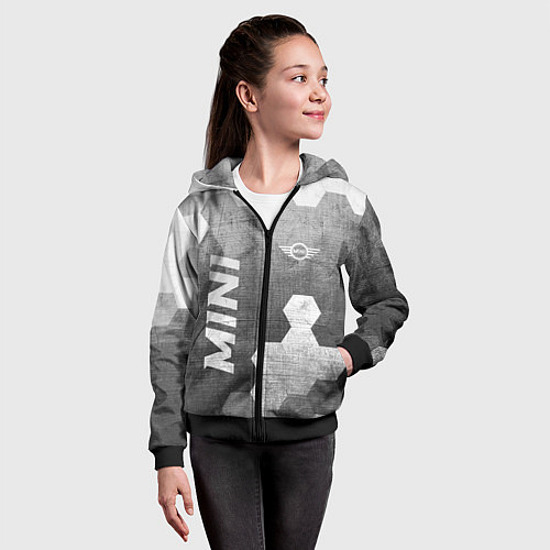 Детская толстовка на молнии Mini - grey gradient вертикально / 3D-Черный – фото 4