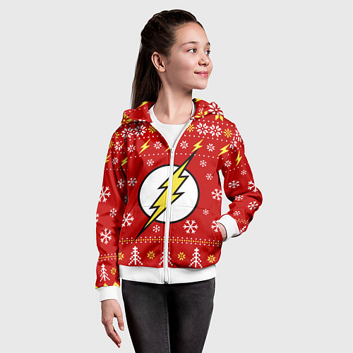 Детская толстовка на молнии Флэш новогодний / 3D-Белый – фото 4