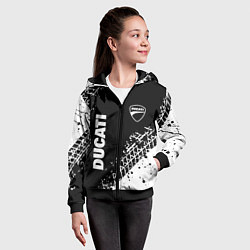 Толстовка на молнии детская Ducati - следы от шин, цвет: 3D-черный — фото 2