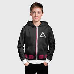 Толстовка на молнии детская Форма стражи - Треугольник Squid Game, цвет: 3D-белый — фото 2