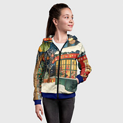 Толстовка на молнии детская Праздничная атмосфера кафе, цвет: 3D-синий — фото 2