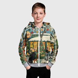 Толстовка на молнии детская Новогодние посиделки, цвет: 3D-меланж — фото 2