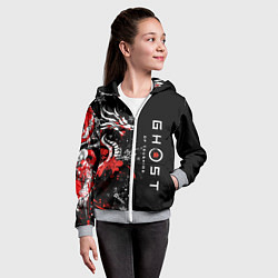 Толстовка на молнии детская Ghost of Tsushima - snowflakesv, цвет: 3D-меланж — фото 2