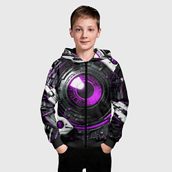 Толстовка на молнии детская Фиолетовая сфера киберпанк, цвет: 3D-черный — фото 2