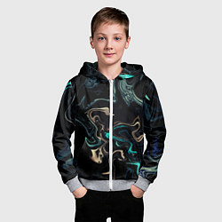 Толстовка на молнии детская Безумие волн, цвет: 3D-меланж — фото 2