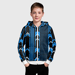 Толстовка на молнии детская Синие обои на чёрном фоне, цвет: 3D-белый — фото 2