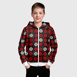 Толстовка на молнии детская Red and white stars on a black background, цвет: 3D-белый — фото 2