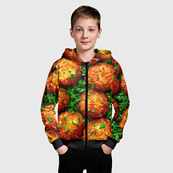 Толстовка на молнии детская Котлеты, цвет: 3D-черный — фото 2