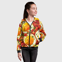 Толстовка на молнии детская Яичница-глазунья, цвет: 3D-черный — фото 2