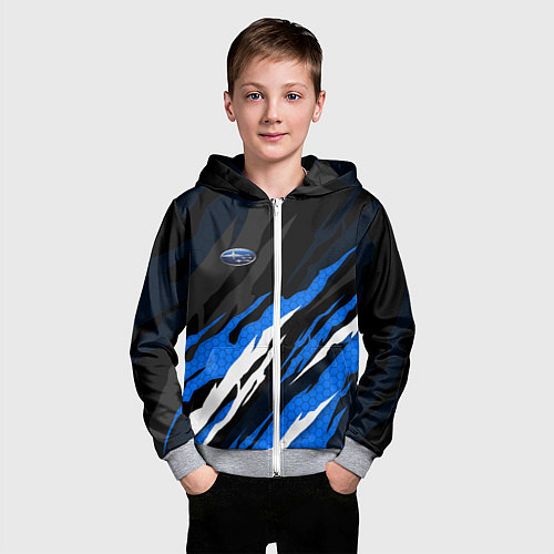 Детская толстовка на молнии Субару - черно-синий / 3D-Меланж – фото 3