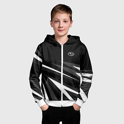 Толстовка на молнии детская Субару - черно-белый, цвет: 3D-белый — фото 2