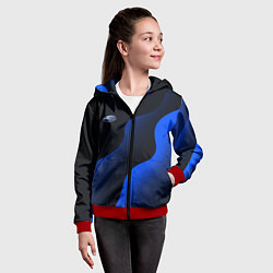 Толстовка на молнии детская Субару - синие волны, цвет: 3D-красный — фото 2
