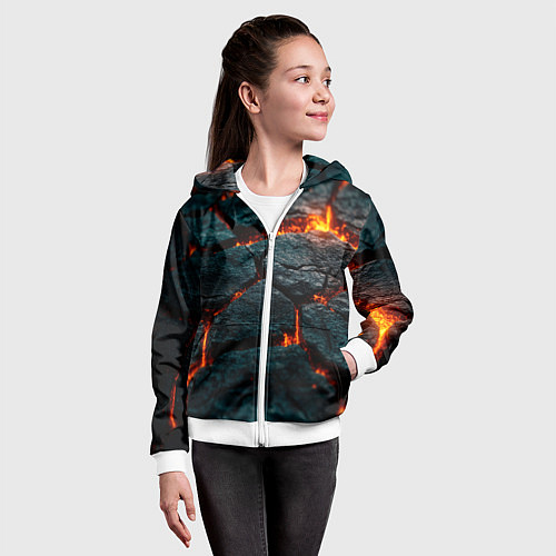 Детская толстовка на молнии Скала и лава / 3D-Белый – фото 4