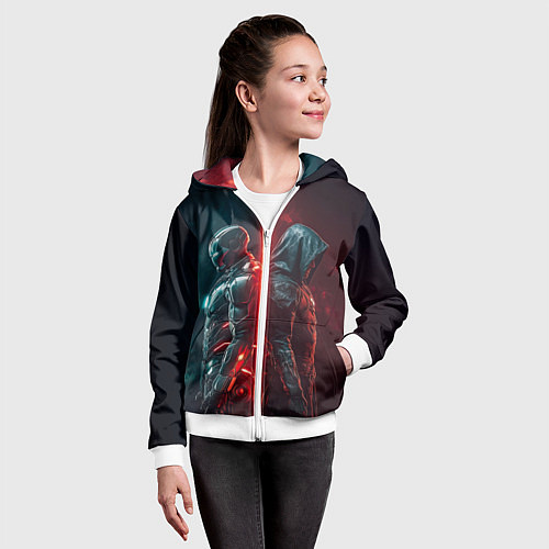 Детская толстовка на молнии Доктор Дум - Железный Человек / 3D-Белый – фото 4